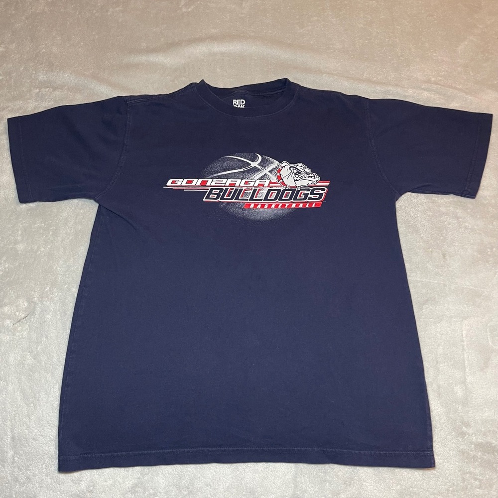 Gonzaga Bulldogs Basketball T-Shirt Mens Medium Navy Blue Red Oak Sportswear Tee